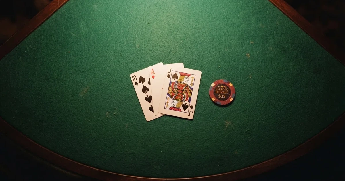 Mesa de jogo iluminada com cartas, vista de cima — jogos de slots em portugal
